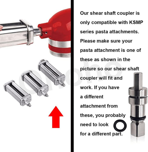 Pasta Attachment Shear Shaft Coupler by Ohoho - Compatible with KitchenAid Stand Mixer Pasta Attachment, Repair/Rebuild for Pasta Sheet Roller, Sp...