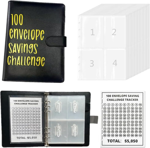 100 Envelope Challenge Binder | Easy and Fun Way to Save $5,050 - Savings Challenges Binder, Budget Binder with Cash Envelopes for Budgeting Plann...