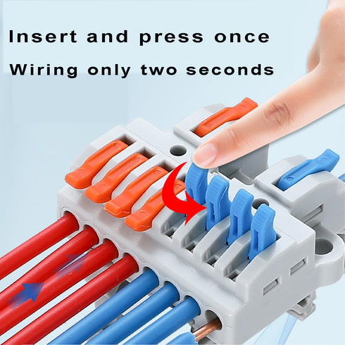 10 Pcs DIN Rail Terminal Blocks?28-12AWG Quick Wiring Cable Connector DIY Push-in Conductor Wire Connectors (2 in 8 Out)...