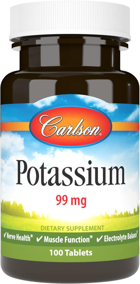 Carlson - Potassium, 99 mg, Promotes Nerve Health & Muscle Function, 100 tablets...