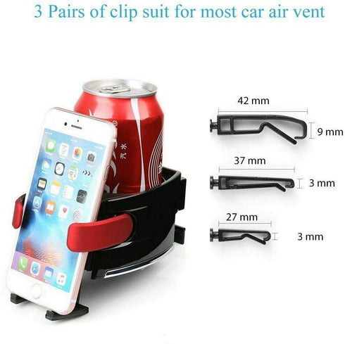2 in 1 Drinks Holder Universal Car Phone Mount Air Vent Bottle Cup Water Smart...