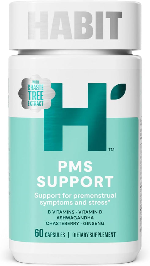 HABIT PMS Support Supplement for Women (60 Capsules) - Supports Premenstrual Symptoms & Stress, Hormone Balance, Mood, B Vitamins, Vitamin D, Chas...