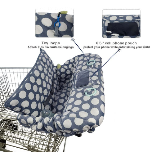 Shopping Cart Cover for Baby, Minky 2 in 1 High Chair Cover & Grocery Cart Cover Protector for Babies, Thick Padded with Clear Phone Pouch, Machin...
