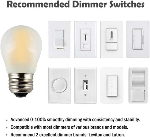 A15 Mini Globe Bulb with LED Filament, 4W Dimmable, 40 Watts Incandescent Replacement, E26 Standard Base, 400Lm Warm White Light(2700K), Frosted G...