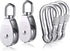 2pcs M25 Single Pulley Block with 3pcs Spring Snap Hook Carabiner, Heavy Duty 304 Stainless Steel Pulley Roller & 3'' Spring snap Hooks, Pully Cra...
