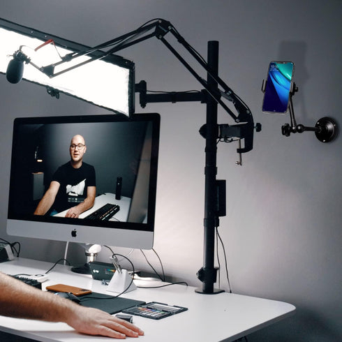 Phone Wall Mount Holder Bracket Magic Arm and Clamp, Compatible with 3.5-6.7'' iPhone/Samsung Galaxy/Nexus/HTC/LG Most Mobile Cell Phone Smart Pho...