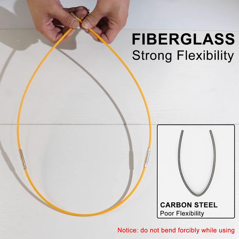 11' Fiberglass Running Electrical Wire Cable Pulling Fish Tape Kit with 5 Different Attachments and Fish Tape Tool in a Carrying Case...
