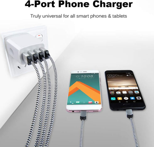 USB Wall Charger,Sicodo 4 Ports Charger Cube 2 Pack 4.8Amp USB Adapter Power Plug Charging Station Box Compatible with iPhone 15/14/13/12/SE/11/X/...