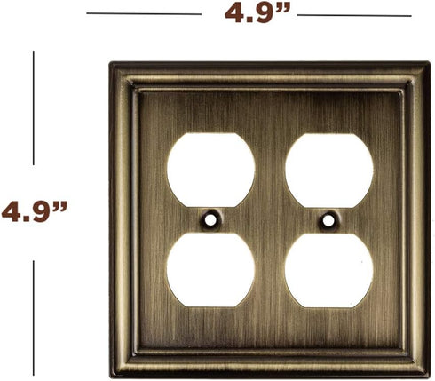 SleekLighting | Wall plates Decorative Beveled Antique Brass | Electric Outlet and Switch Covers| Style: 2 Gang Duplex (2 Pack)...