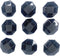 9 Jet Glass Shiny Black Buttons Hexagon Style Faceted Set 3/8'' 12mm for ,Blouses , Shirts Etc...