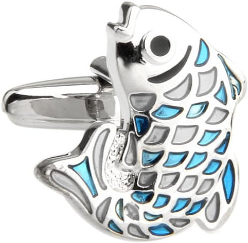 Fish Pair Cufflinks in a Presentation Gift Box & Polishing Cloth...
