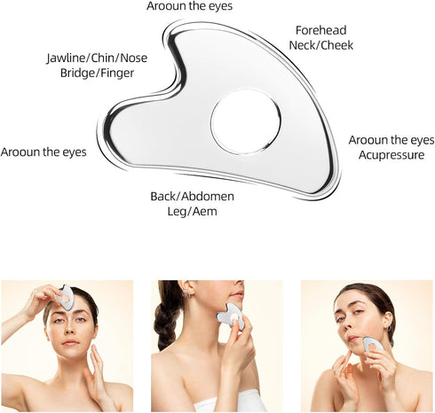 BTYMS Gua Sha Facial Tools Stainless Steel, Heart Shaped Guasha Tool with Hole? Metal Face Sculpting Tool Skin Care Massage Scraper...