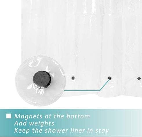 Mrs Awesome 60x72 Shower Curtain Liner with 6 Magnets Clear PEVA, 10 Hole Thick Plastic Shower Curtain for Bathroom, Waterproof, 60 x 72 inches, C...