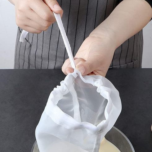 6 Pack - 200 Mesh Fine Mesh Strainer & Nut Milk Bags, Reusable Food Strainer - Food Grade BPA-Free - Ultra Strong Fine Nylon Mesh - Nutmilk, Juice...