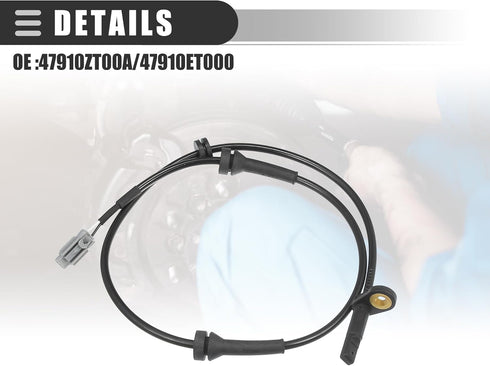 Motoforti Front Right ABS Sensor, Wheel Speed Sensor, for Nissan Sentra 2009-2012, Plastic, NO.47910ZT00A/47910ET000, Black...