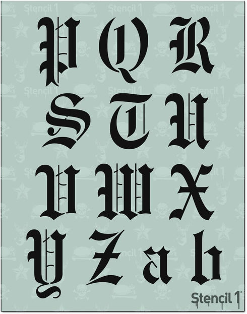 Stencil1 Old English Letter Stencils 2" - Letters & Numbers - Mylar Uppercase & Lowercase Alphabet for Hand Painting, Drawing & Cutting - Perfect ...