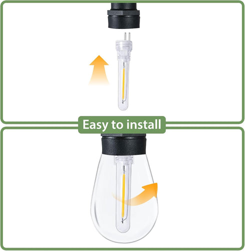 String Lights Replacement LED Bulb Filament 6 Packs, 2700K Warm White, S14 Light Bulb Accessories, Shatterproof Waterproof and Dimmable...