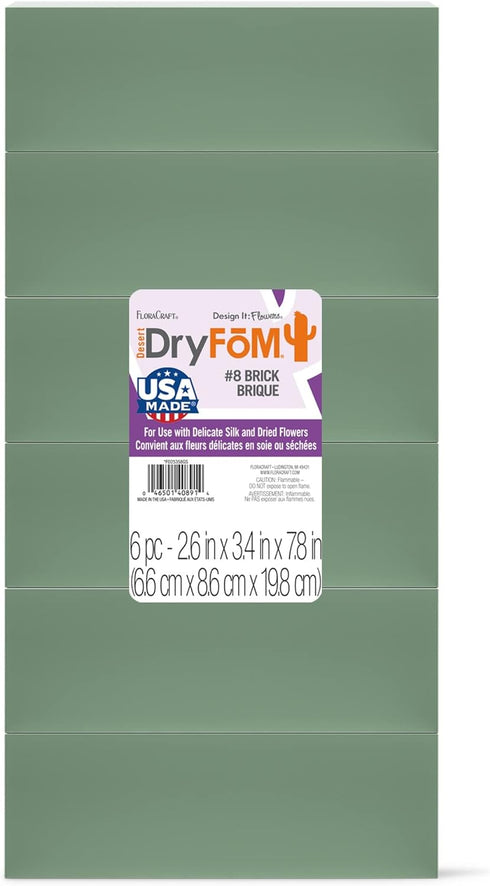 FloraCraft Floral Desert DryF?M 6 Piece Brick 2.6 Inch x 3.4 Inch x 7.8 Inch Green...
