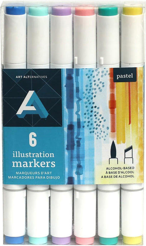 Art Alternatives Illustration Marker, 6-Marker Set, Pastel Colors...