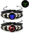 2Pcs Multilayer Constellation Zodiac Leather Bracelet Vintage Black Leather Bracelet Adjustable Handmade Woven Bracelet Birthday Trendy Jewelry fo...
