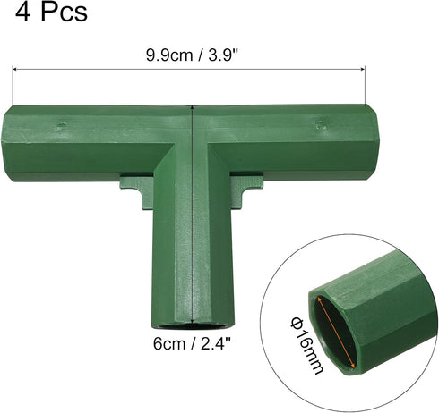 uxcell 4Pcs 16mm/0.6in Greenhouse Frame Connector Pipe Fitting Duty Joint Tool, 4 Way Frame Connectors for Trellis Sunscreen Shed Gardening Plant ...