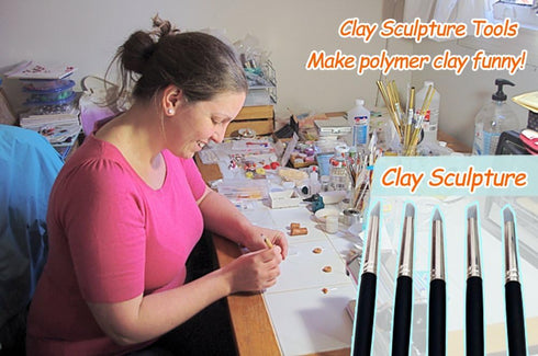 COMIART Clay Sculpture Tools Silicon Color Shapers Painting Brushes Size 6...