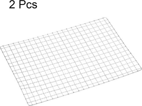 2pcs Square BBQ Grill Net 7.9"x11.8" Galvanized Iron Barbecue Mesh Mat for Baking Smoking Charcoal Grilling Roasting...