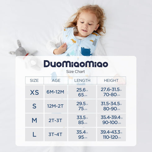 Duomiaomiao 0.5 TOG Toddler Sleep Sack 24-36 Months 100% Cotton Lightweight Baby Sleep Sack with Feet, Breathable Comfy Toddler Wearable Blanket...