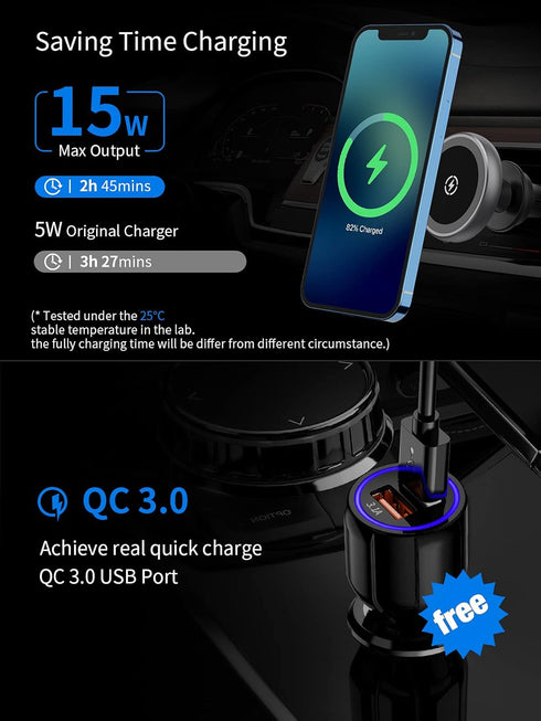 Magenetic Wireless Car Charger 15W for iPhone 13/13 Pro/13 Pro Max/13 Mini/12/12 Pro/ 12 Pro Max/12 Mini,Fast Charging Dashboard Air Vent Car Moun...