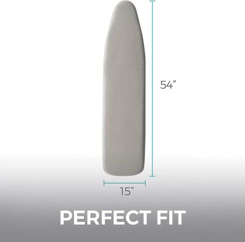 HOME GENIE Ironing Board Cover, Silicone Coating, Full Size Scorch Resistant Padding, Elastic Edge Heavy Duty Iron Pad Covers Standard Boards, Hoo...