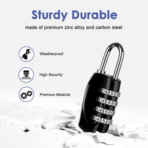 4 Digit Combination Lock Outdoor Padlock for School Gym Locker Outdoor Waterproof Padlock for School Gym Locker, Storage Unit,Garages, Sports Lock...