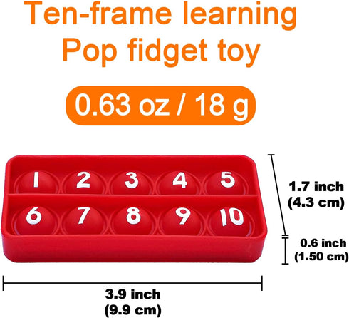Ten Frame Pop Math Manipulatives - Set of 6 Silicone Fidget Toys for Kindergarten Classrooms - Engaging Educational Counting & Addition Toys for K...