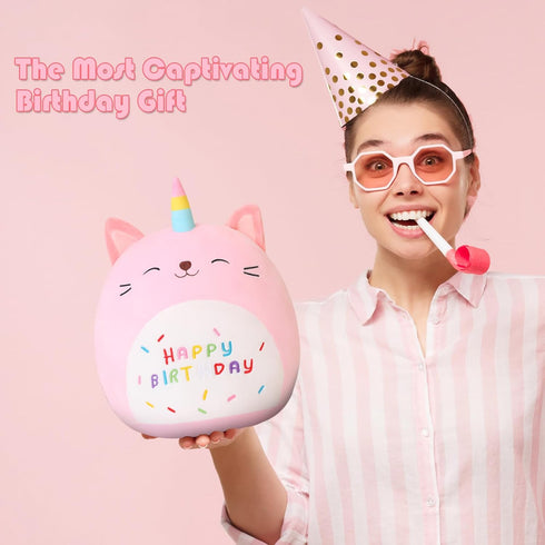 SQEQE Cat Plush Toy Unicorn Cat Stuffed Animal Cute Birthday Cat Plushies Pillow Soft Plushie Doll Gifts for Kid Decor(Pink Caticorn, 10 Inch)...