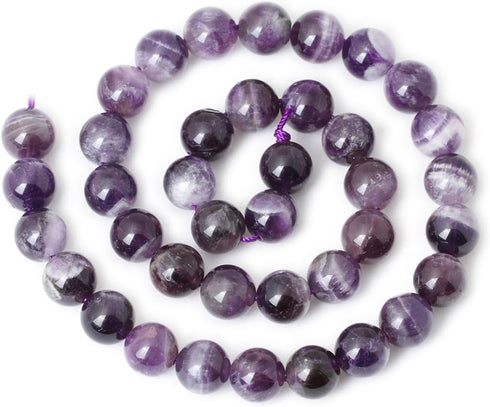35PCS 10mm Natural Dog Teeth Amethyst Gemstone Round Loose Beads Crystal Energy Stone Healing Power for Jewelry Making 1 Strand 15"...