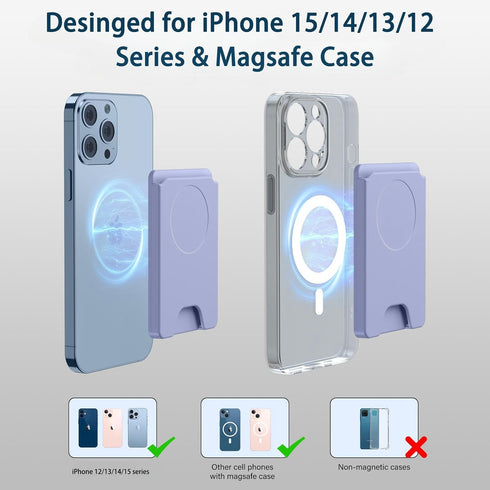 AUROX for Magsafe Wallet, Magnetic Wallet for iPhone 15/14/13/12 Series, Magnetic Card Wallet Holder Compatible with PopSocket Phone Grips, Exclud...