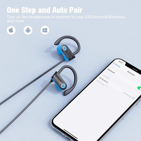 Boean Bluetooth Headphones, Bluetooth 5.3 Wireless Headphones with 16 Hours Playtime, Stereo Bass IPX7 Waterproof Over Ear Earphones for Workout a...