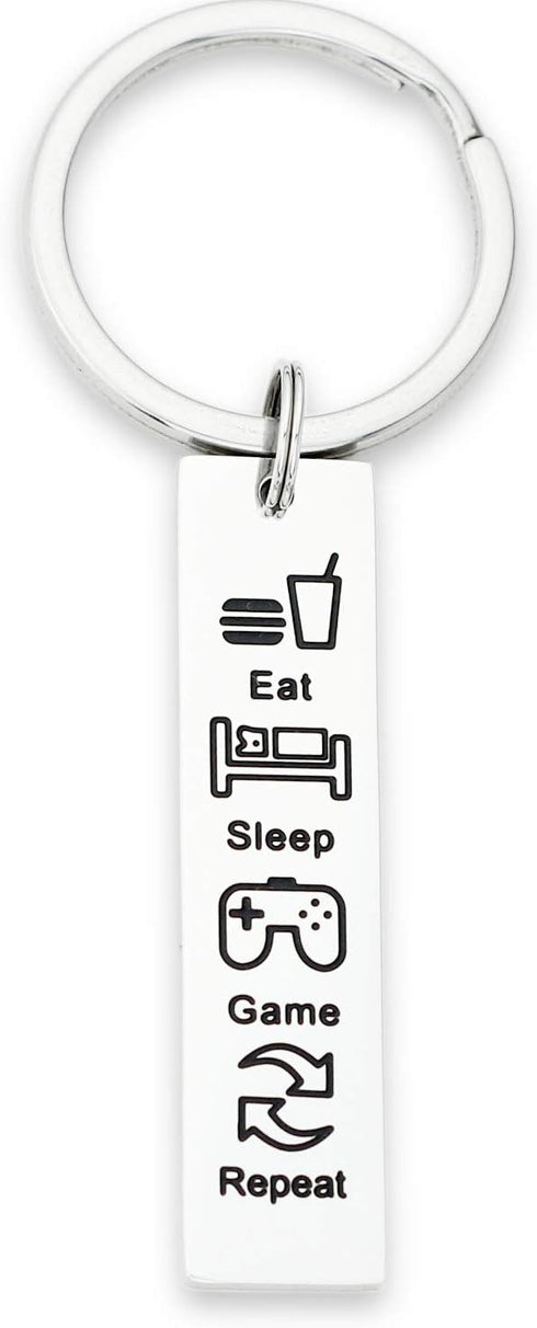 Kivosiiviz Gamer Keychain Eat Sleep Game Repeat Gifts for Teen Gammers Keychain...