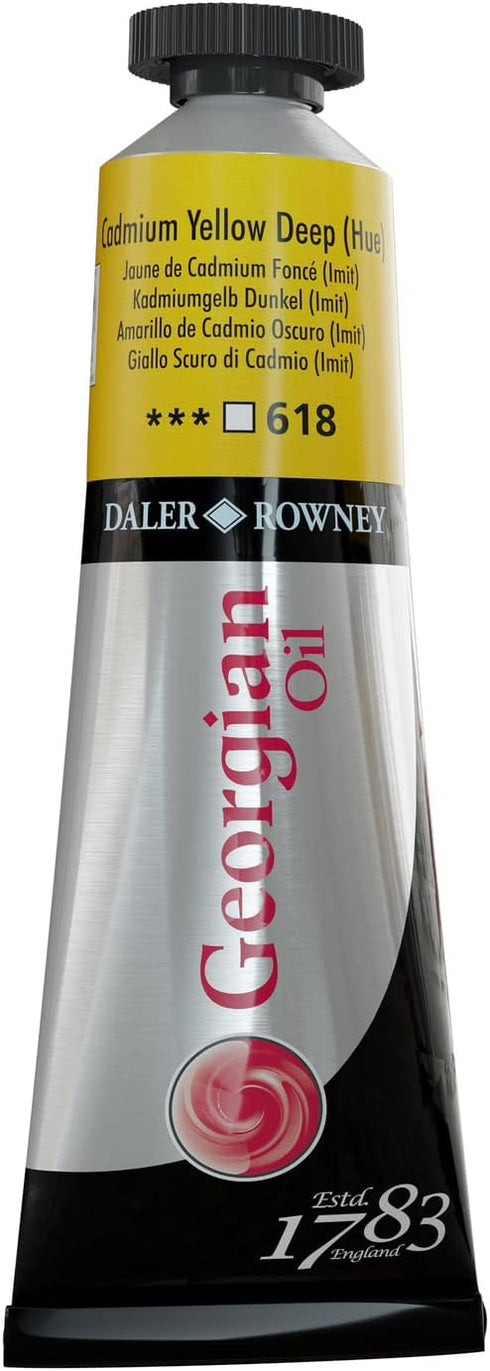 Daler Rowney Georgian Oil Paint Cadmium Yellow Deep Hue 38ml Tube - Art Paints for Canvas Paper and More - Oil Painting Supplies for Artists and S...