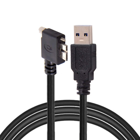 JSER 1.2m 90 Degree Left Angled Micro USB Screw Mount to USB3.0 Data Cable Compatible for Industrial Camera...