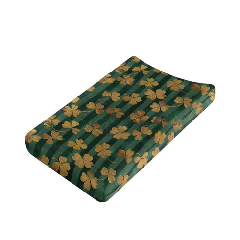 Golden Leaves Changing Pad Cover for Baby Saint Patricks Day Comfort Diaper Change Table Pad Covers Soft Breathable Changing Pad Sheets Cover...