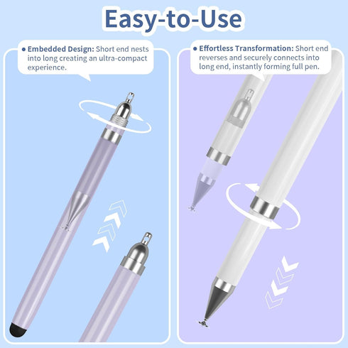 2-in-1 Stylus, Stylus Pen for Touchscreen, 4 PCS Stylus Pen for iPad, High Sensitivity & Precision Suitable for All Touch Screens of iPhone/ipad/A...