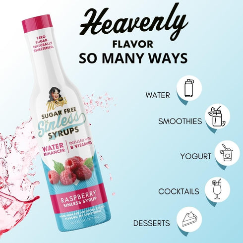 Sugar Free Raspberry Sinless Syrup - Stevia Based, No Sugar Alcohols or Sucralose, No Artificial Sweeteners, Natural Ingredients, Water Enhancer, ...