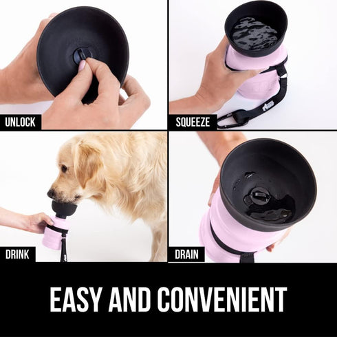 Gorilla Grip No Spill Portable Dog Water Bottle with Built in Bowl, Food Grade Silicone Leak Proof Pets Travel Drink Dispenser, Puppy Walk Trainin...