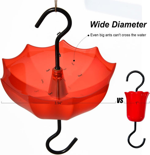 Ant Moat for Hummingbird Feeders, and Oriole Feeders, 5 OZ x 2 Pack Red Umbrella Ant Guard with Large Capacity, Hummingbird Feeder Accessory Hooks...