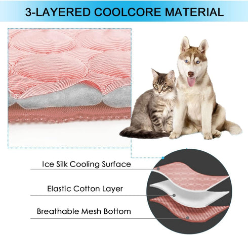 SOMOYA Dog Self Cooling Mat Pet Washable Pads Blanket Hot Weather Sleeping Kennel Mat,Ice Silk Sleep Mat Pad Non-Toxic Breathable Sleep Bed for La...