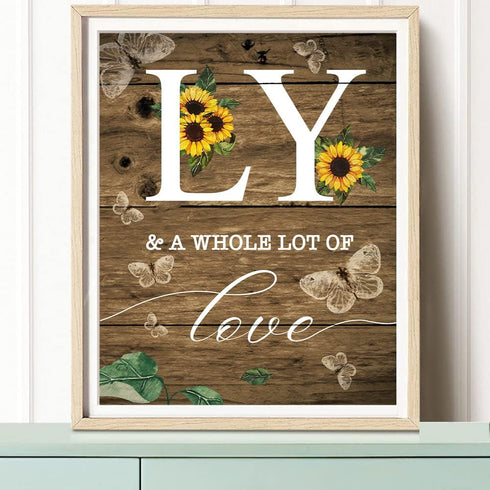 Family Sunflower Butterfly Wall Decor, Inspirational Family a Little Bit of Crazy Loud Love Rustic Wood Sign Wall Art for Living Room Set of 3(8"X...