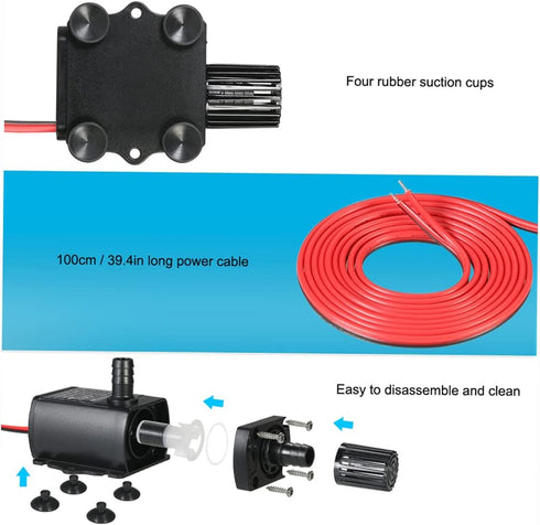Decdeal Water Pump Aquarium, Submersible Water Pump, DC 12V 5W, Mini quiet Pump for Pond Aquarium Fish Tank, 280L/H, Lift 300cm...