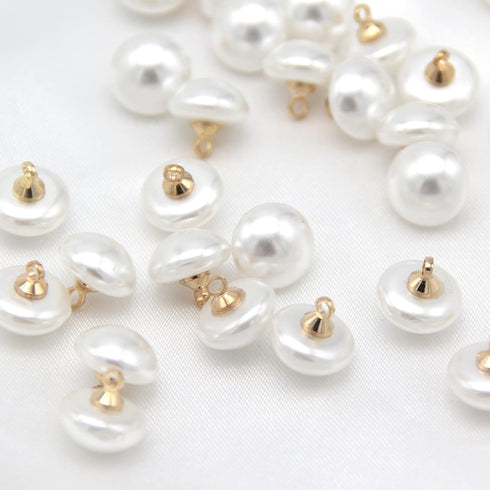 10mm Mushroom Semicircle White Faux Pearl Buttons for Sewing, Shirts, Skirts, Wedding Dresses, Jewelry Decorations, DIY Crafts (40pcs 10mm(0.394in...