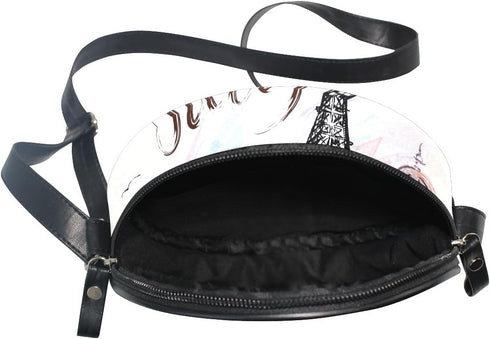 ALAZA Art Paris Eiffel Tower Painting Round Crossbody Bag Canvas Messenger Purse...