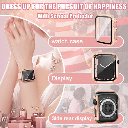 top4cus 40mm Case Compatible with Apple Watch, with Built-in Tempered Glass Screen Protector, PC Cover for iWatch Series 9/8/7/SE 2rd SE 6 5 4/3 2...